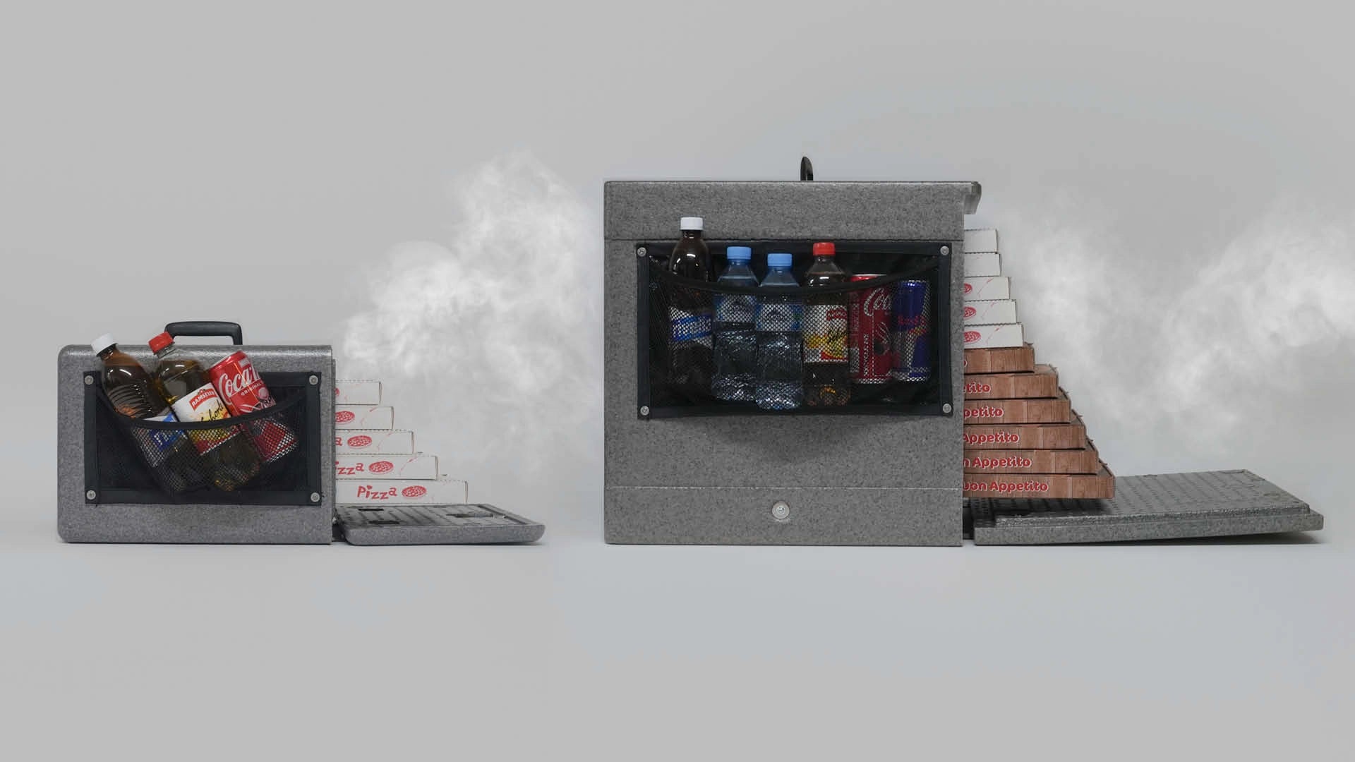 Heizbare Heatbox für Takeaway-Geschirr und Mehrweg-Pizzaboxen – effiziente Transportlösung für heisse Speisen