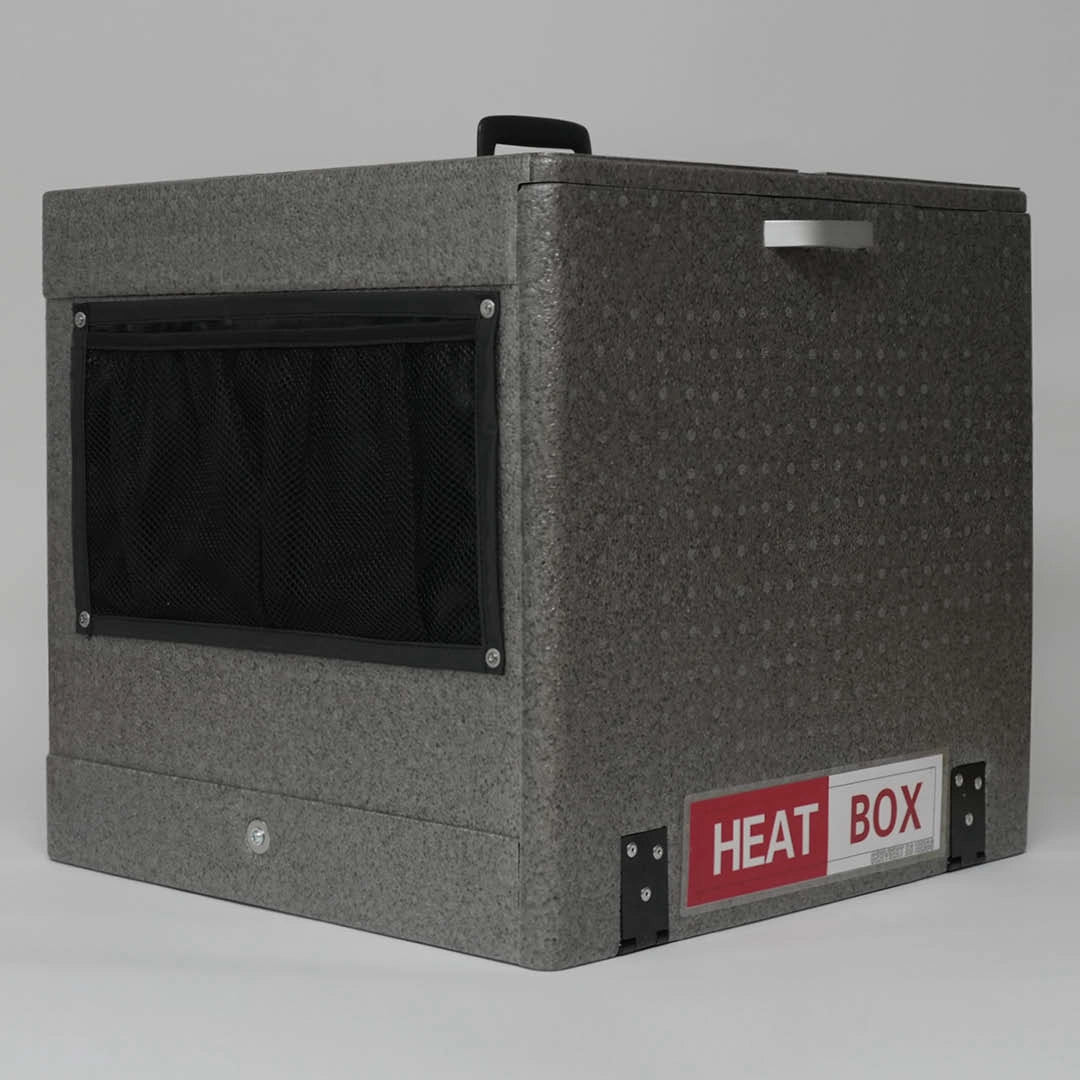 Graue, isolierte Heatbox-Transportbox für Lieferdienste – ideal zum Warmhalten von Speisen